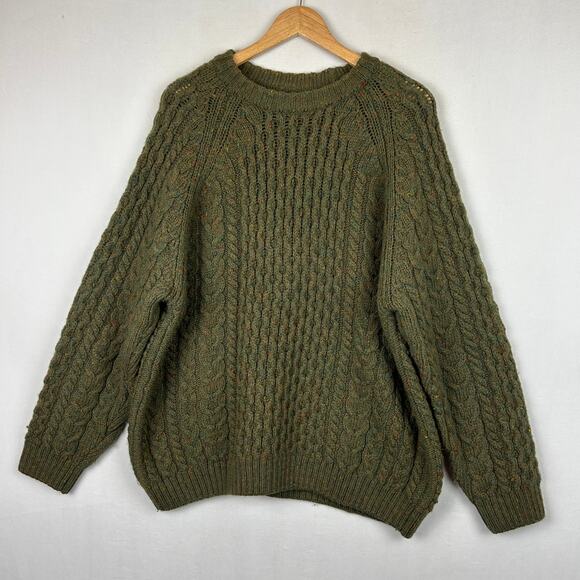 Lands' End Other - Lands' End Vintage Wool Fisherman Sweater Green Made in England Men's Size XL